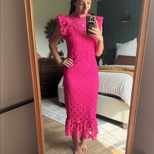 Pink Lace Midi Dress